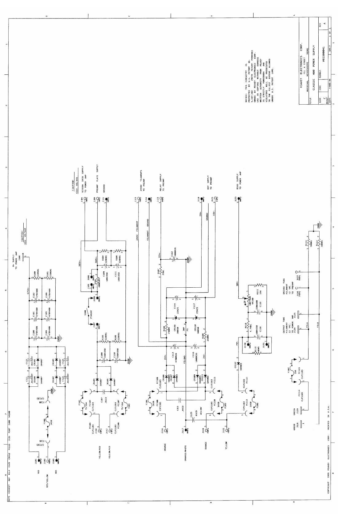 Peavey Classic 400 Power Supply Schematics