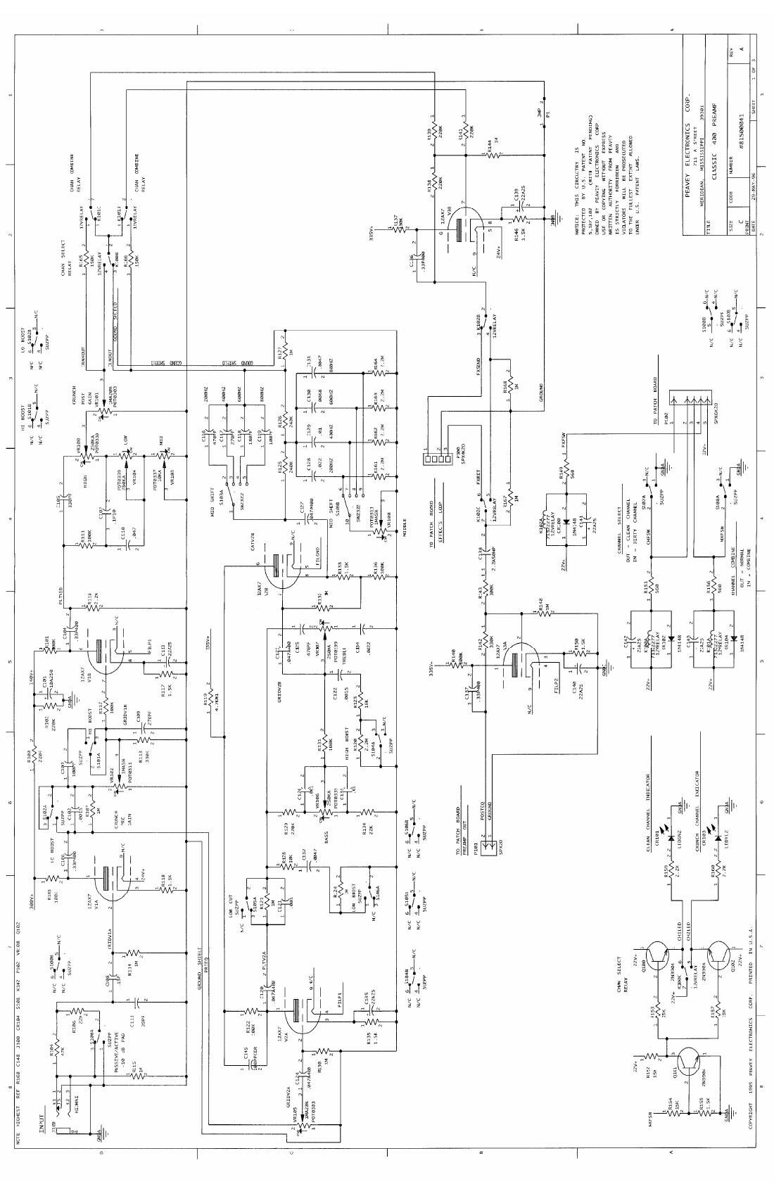 Peavey Classic 400 Preamp Power Amp Schematics