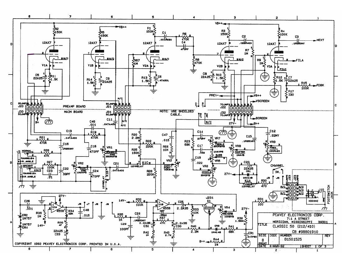 Peavey Classic 50 4 92 Schematics