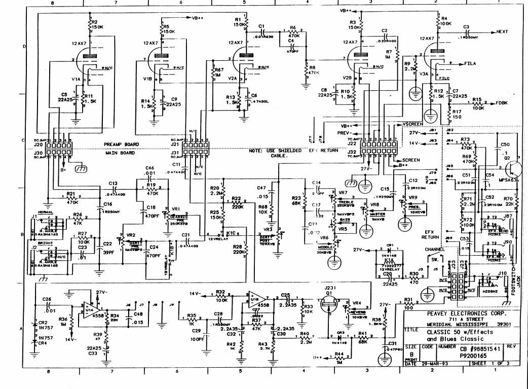 Peavey Classic 50 Blues Classic 3 93 Schematics