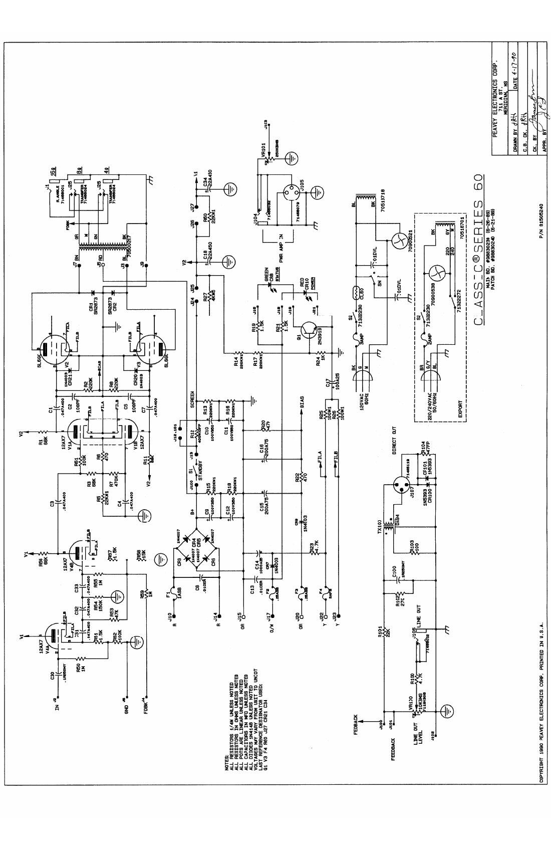 Peavey Classic 60 Schematic