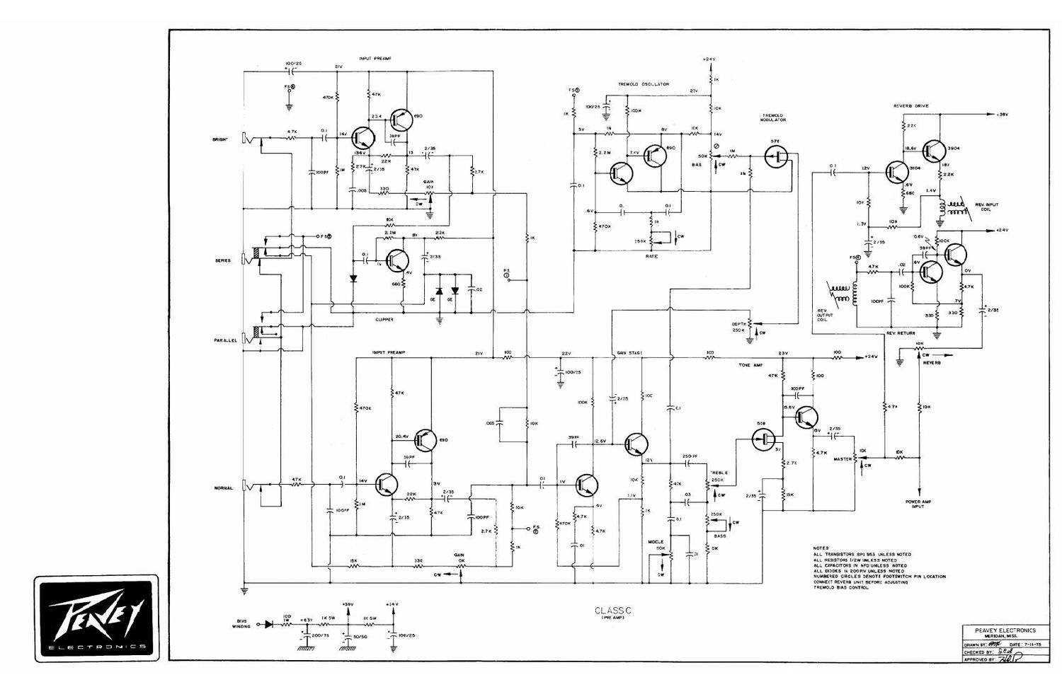 Peavey Classic B Series Schematics