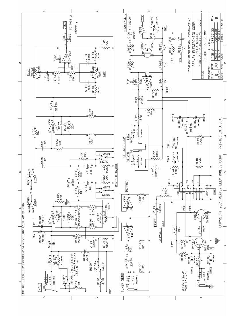 Peavey Combo 115 Preamp Schematics