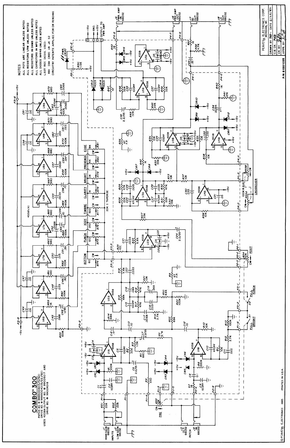 Peavey Combo 300 6 82 Schematics