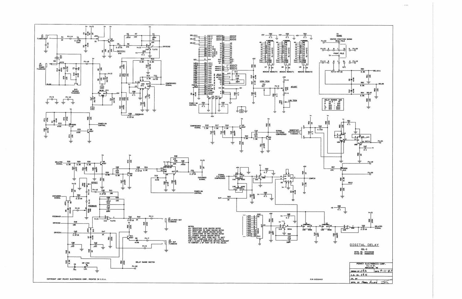 Peavey DDL3 Digital Delay Pedal Schematic