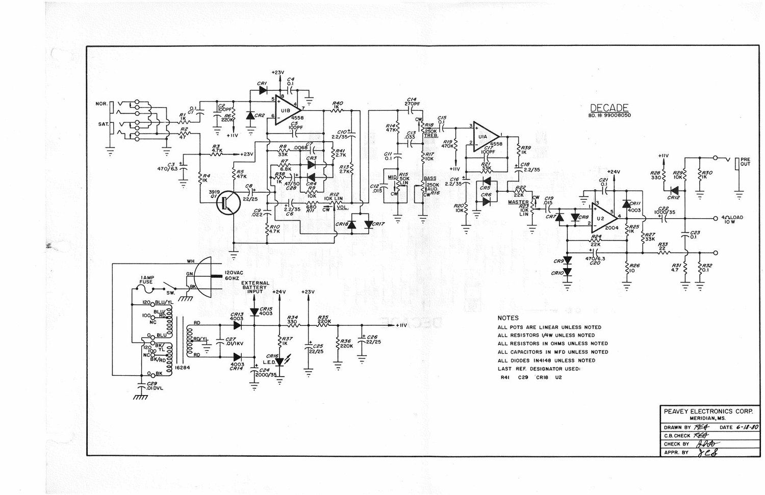 Peavey Decade Schematic