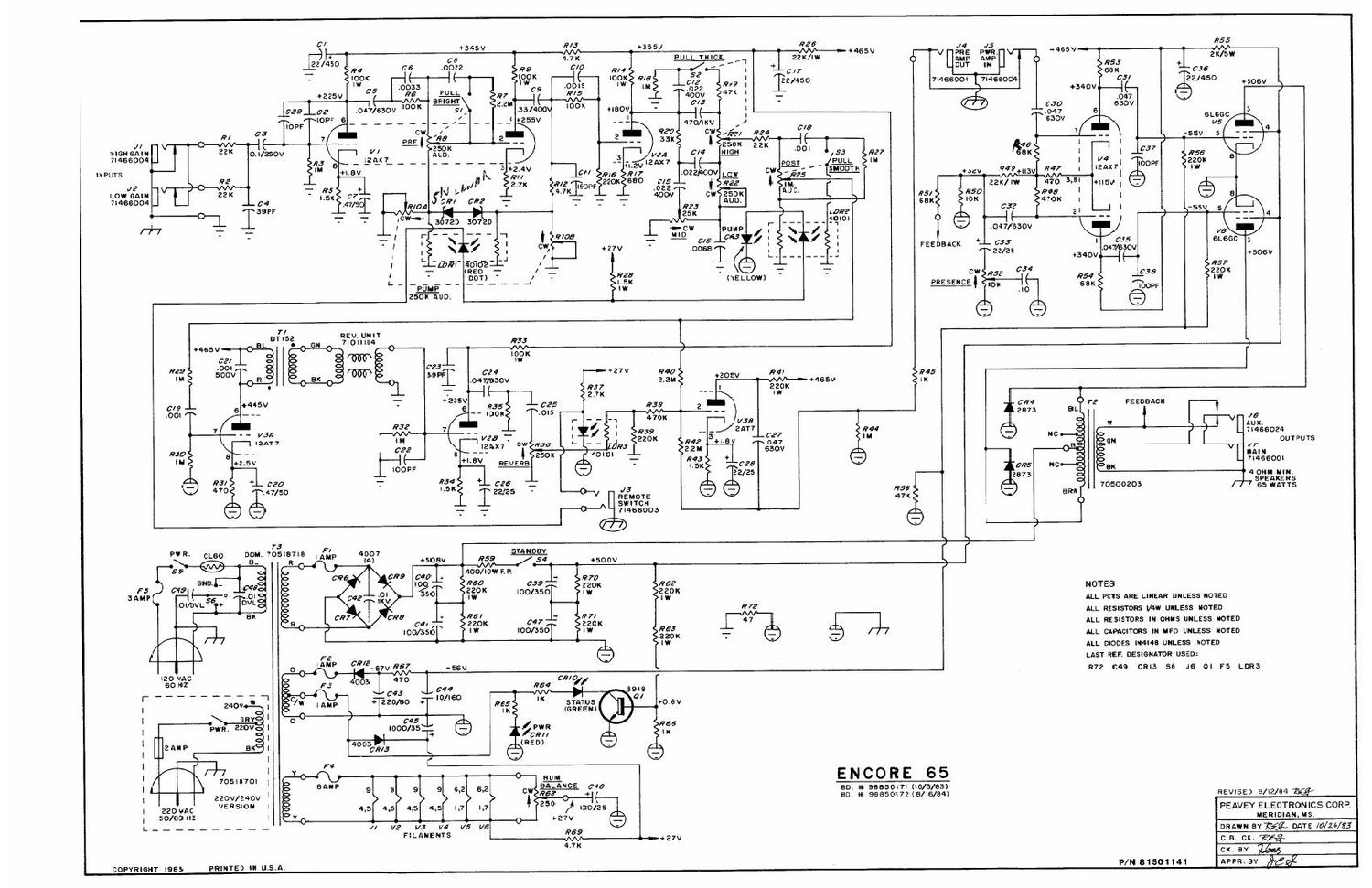 Peavey Encore 65 Schematic