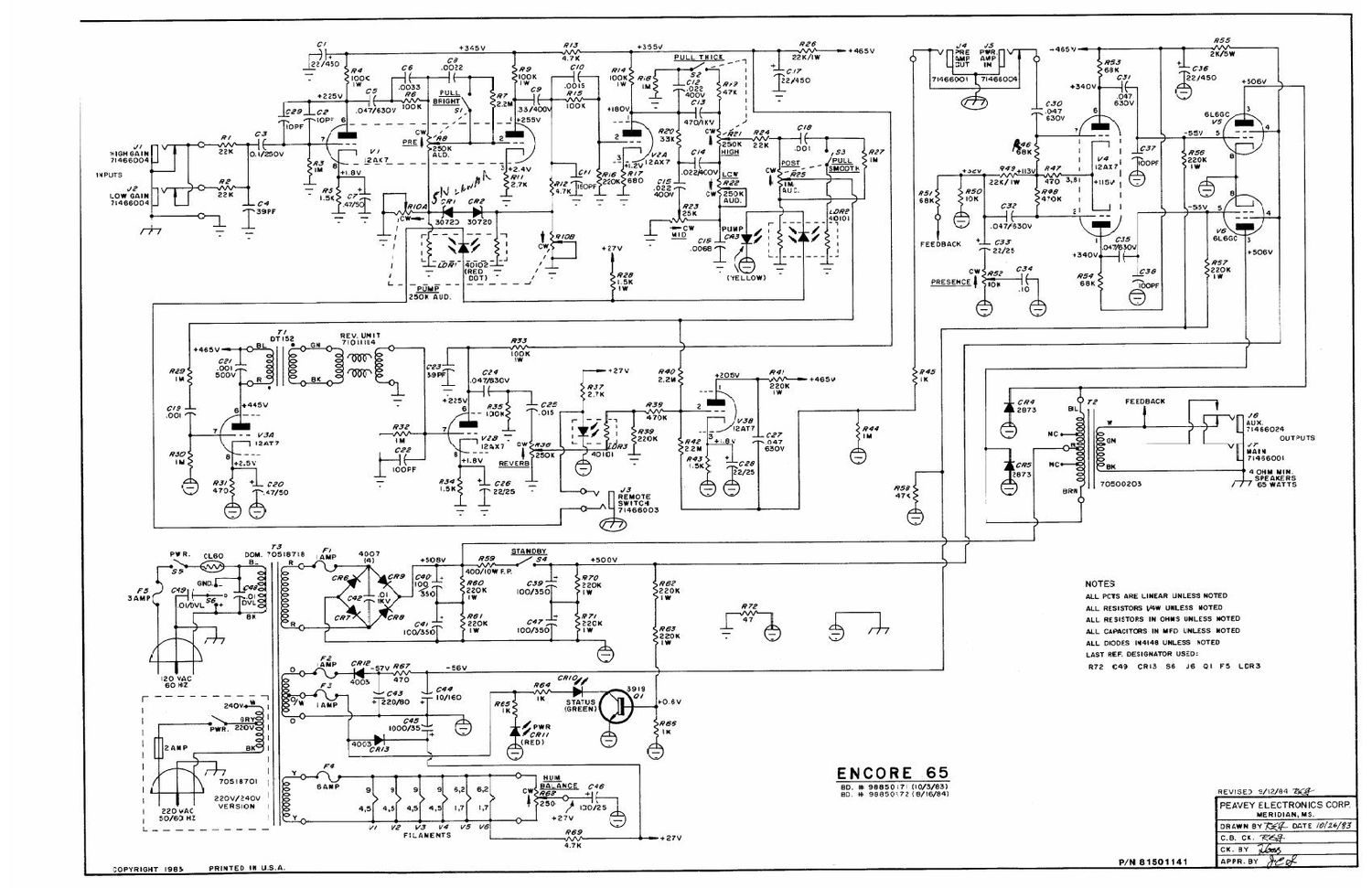 Peavey Encore 65 Schematic