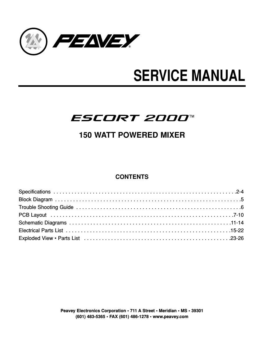 Free Audio Service Manuals - Free download Peavey Escort 2000 Service Manual