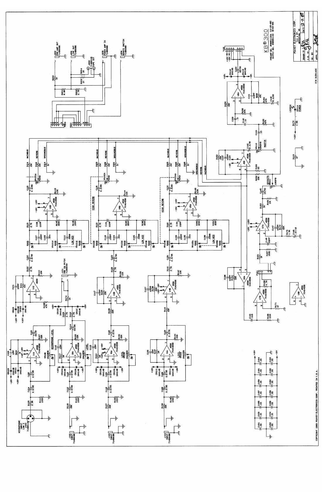 Peavey KB 300 12 89 Schematics