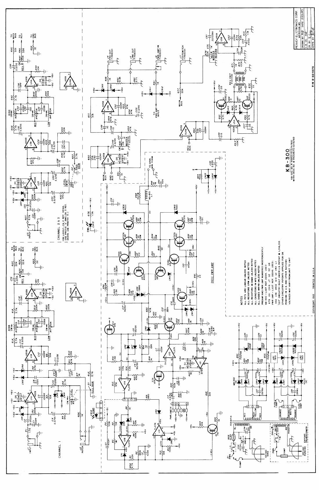 Peavey KB 300 5 83 Schematics