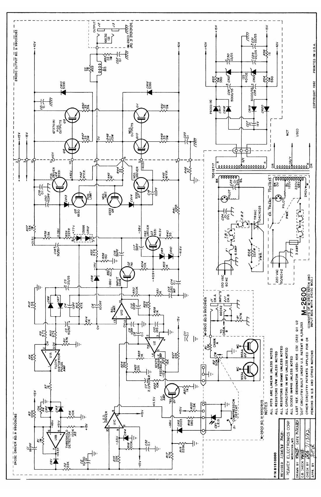 Peavey M 2600 3 82 Schematic