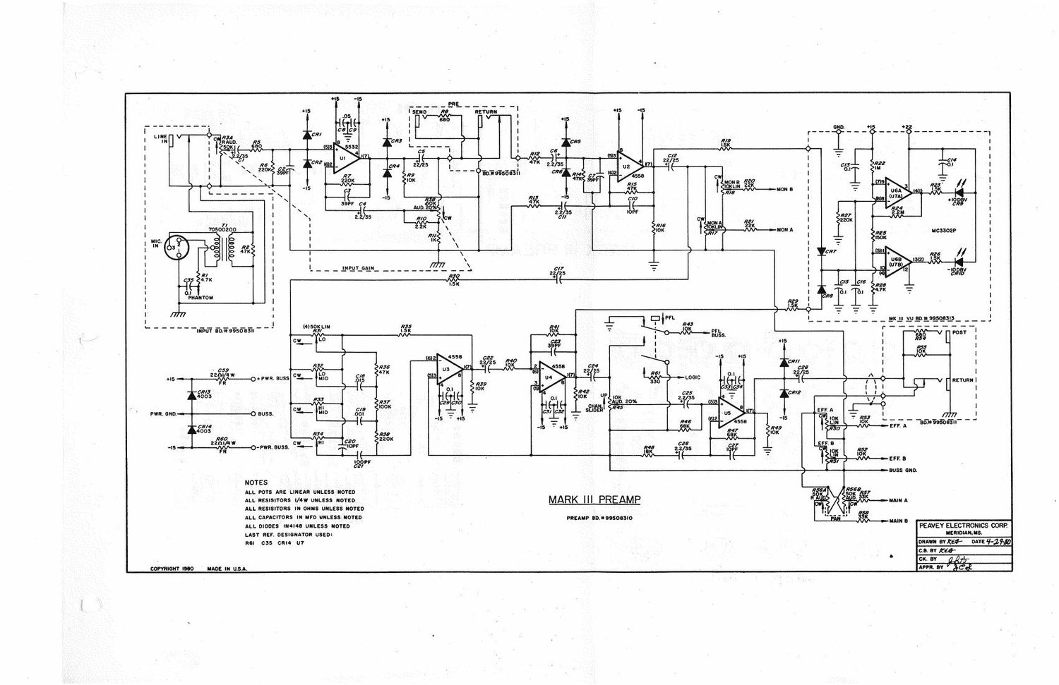 Peavey Mark III Mixer Schematics