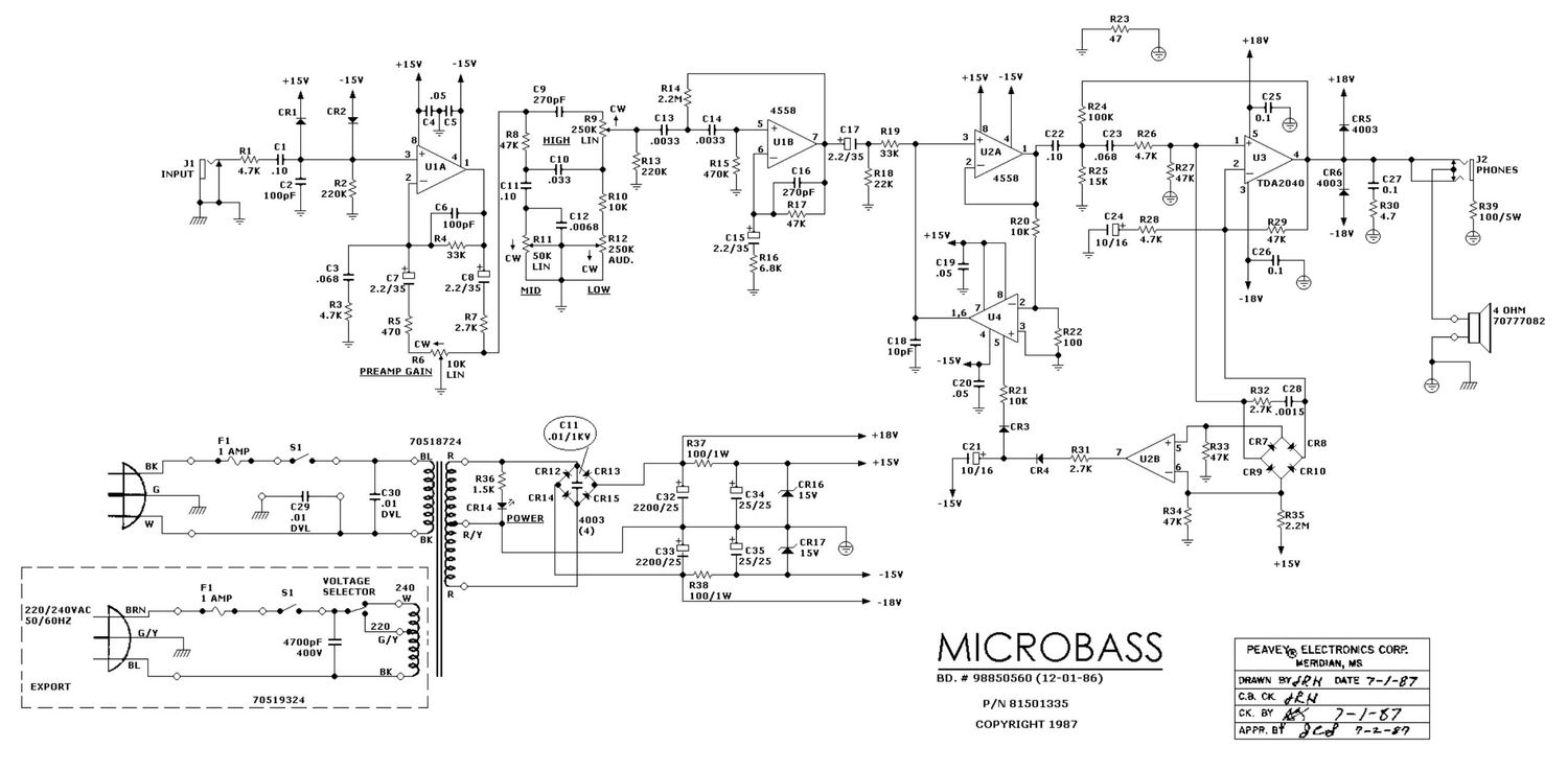 Peavey Micro Bass Schematic