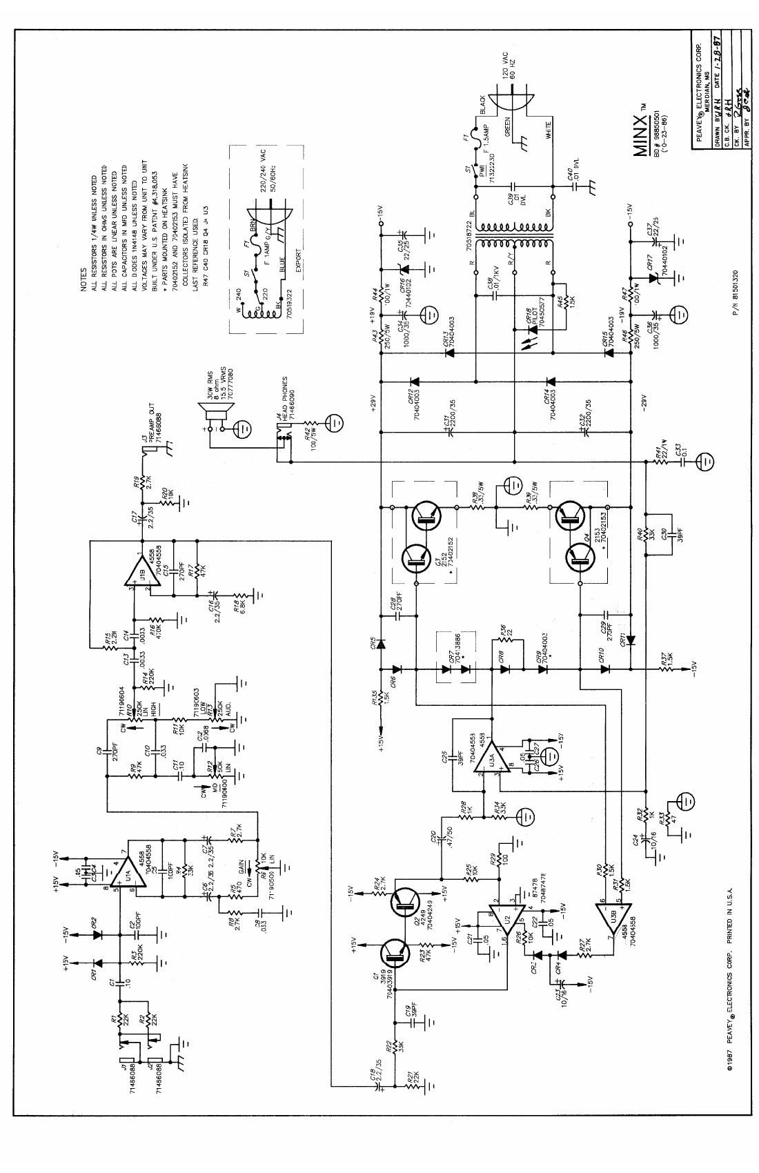 Peavey Minx 1 87 Schematic