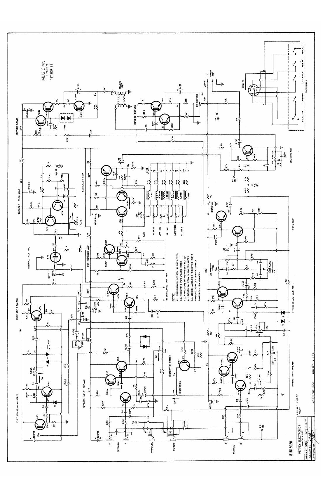 Peavey Musician B Series Schematics