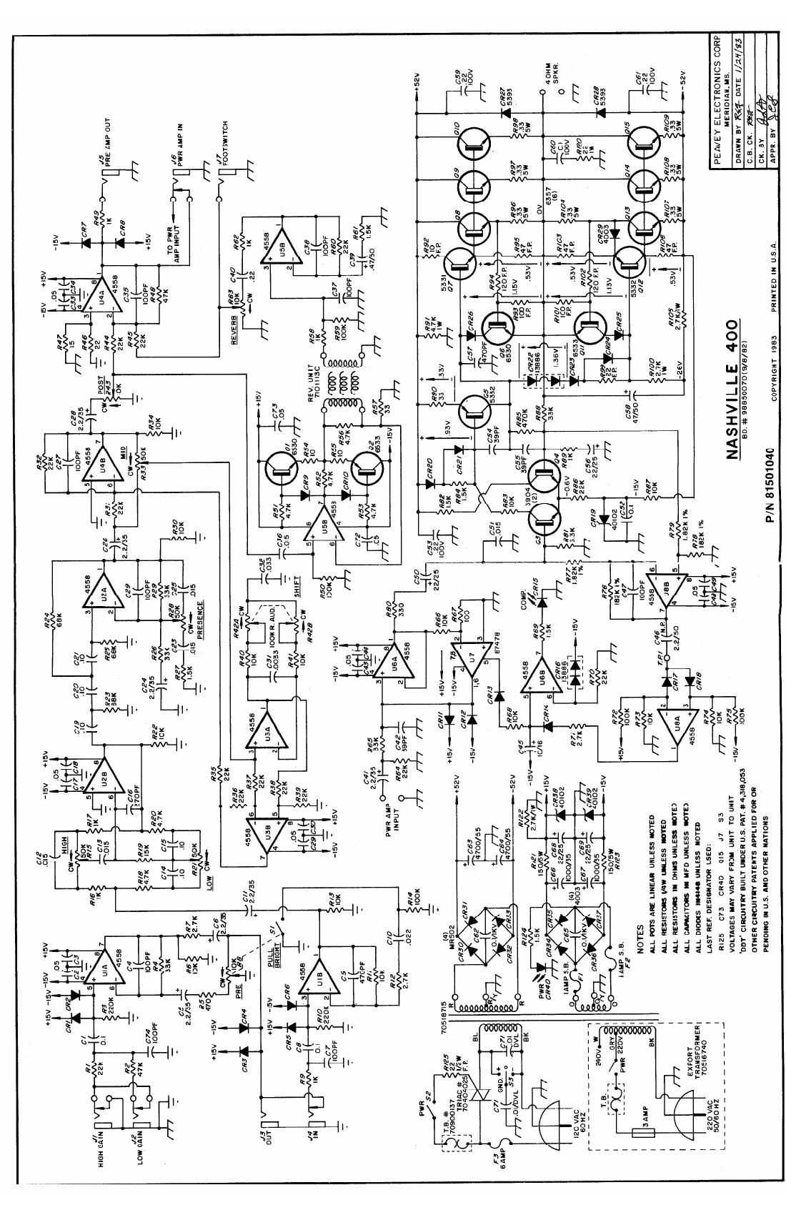 Peavey Nashville 400 Schematic