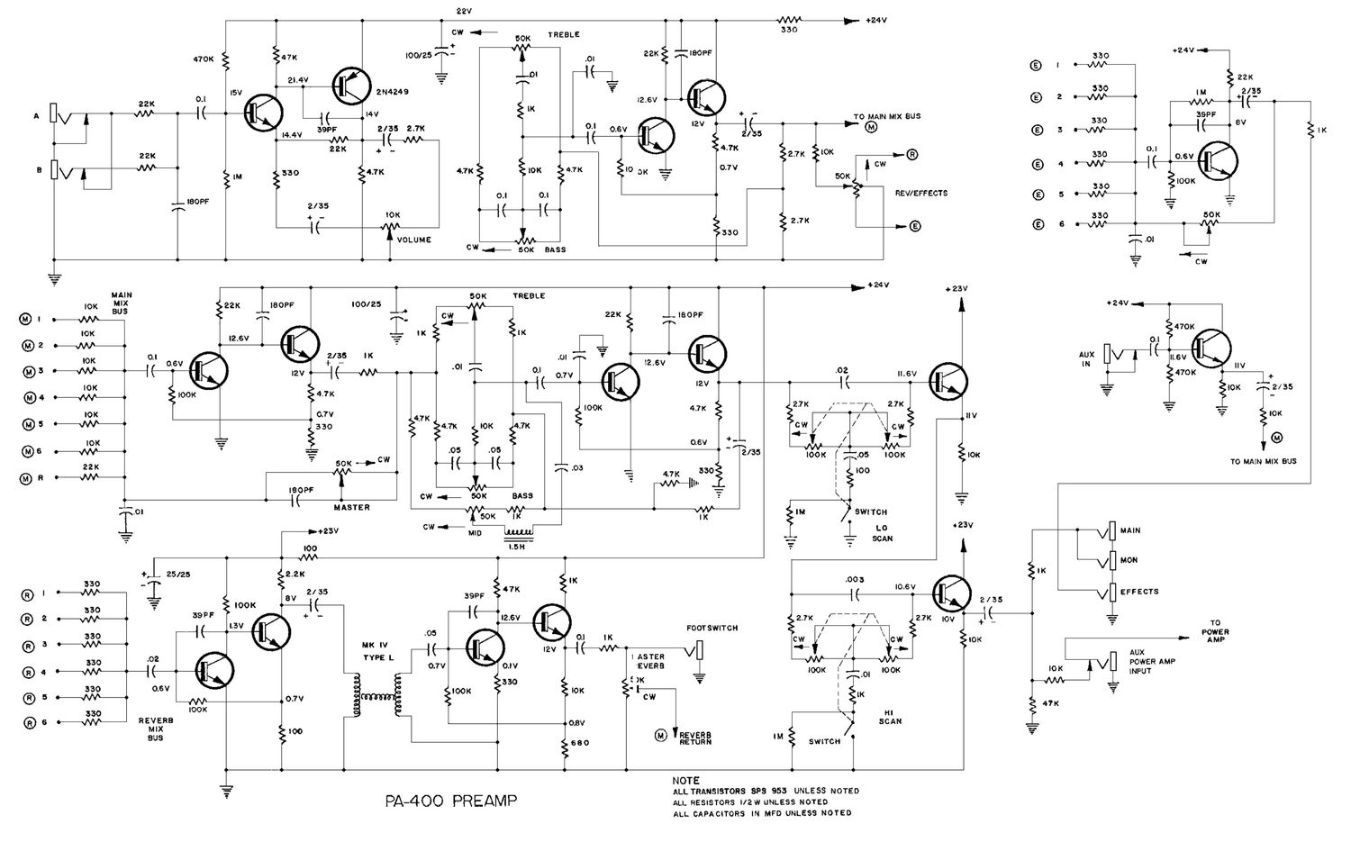 Peavey PA 400 Preamp Schematic