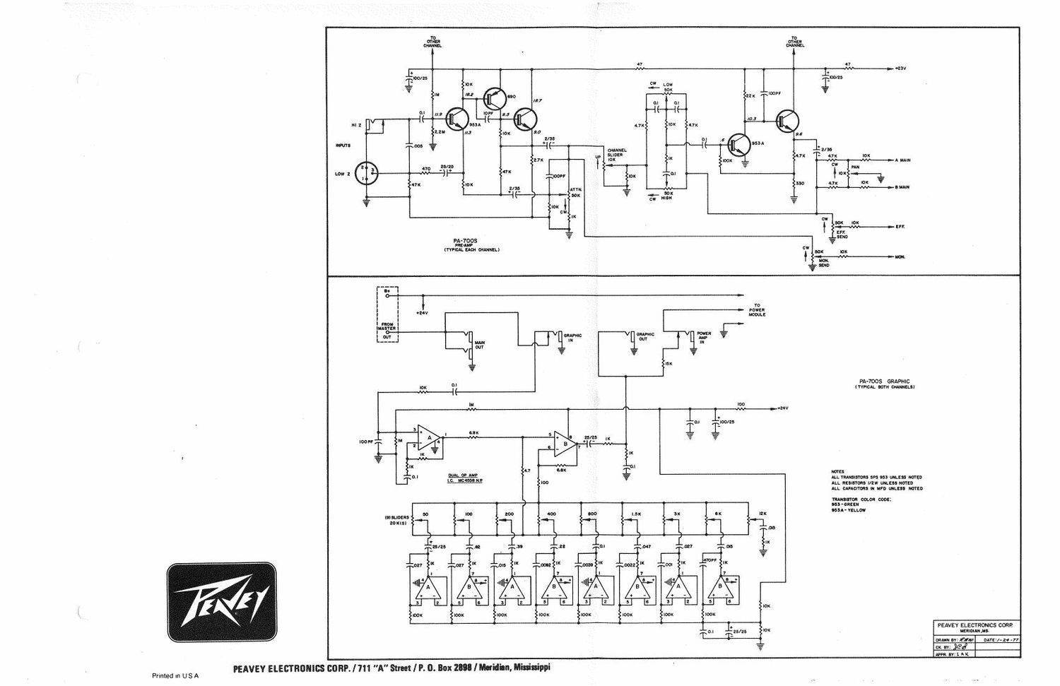 Peavey PA 700S PA 1000S Mixer Schematics