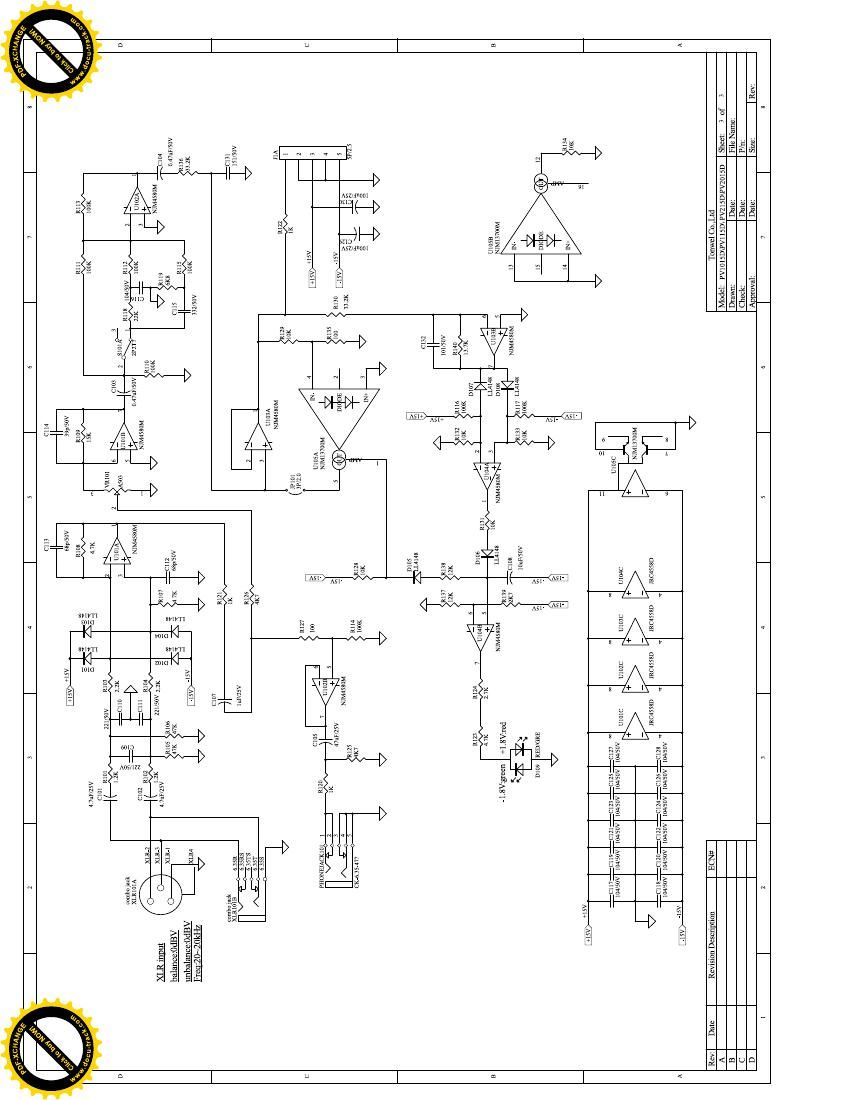 Peavey PV 1015D 115D 215D 2015D Powered Speaker Schematics