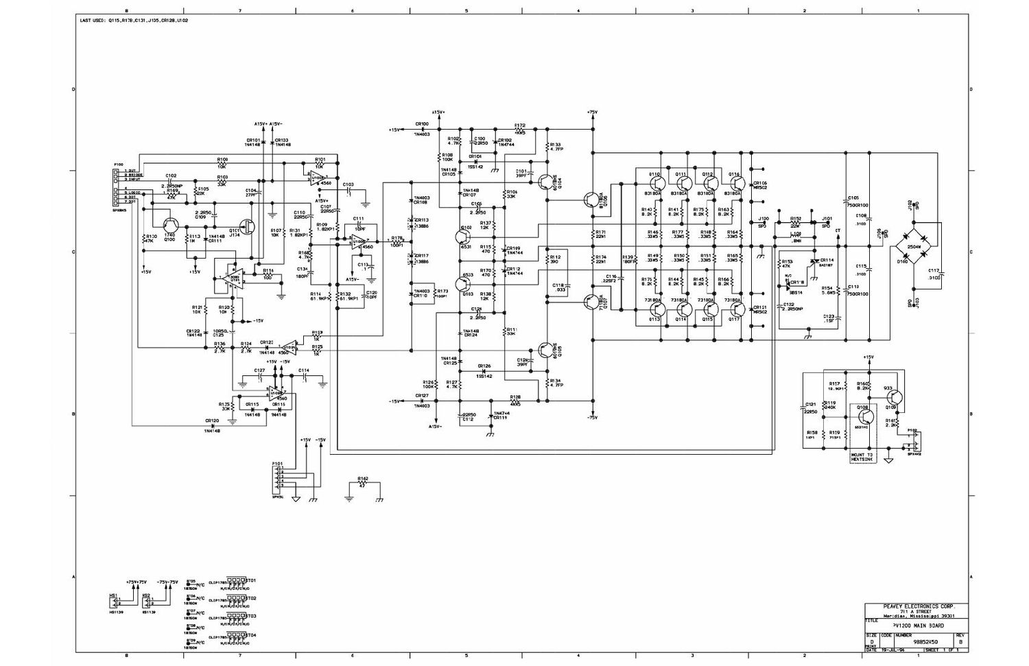 Peavey PV 1200 Schematic