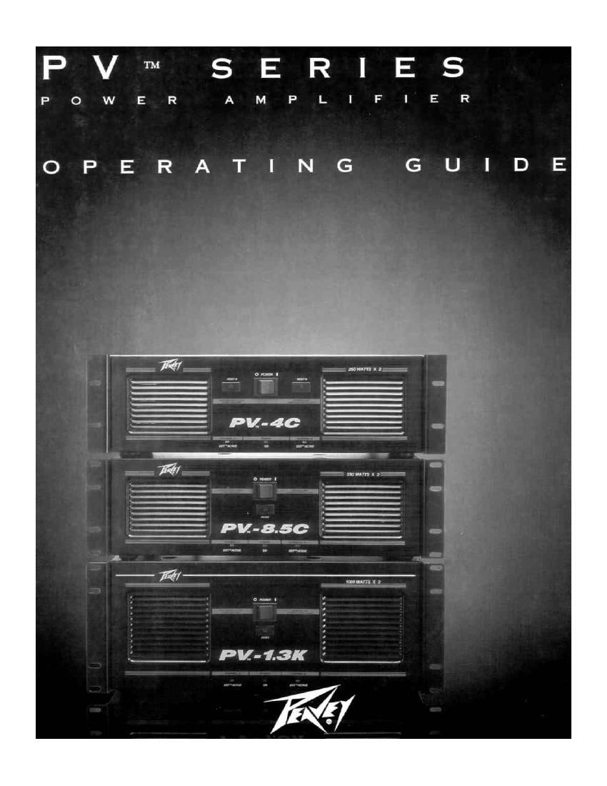 Peavey PV 4C PV 8.5C PV 1.3K Operating Manual