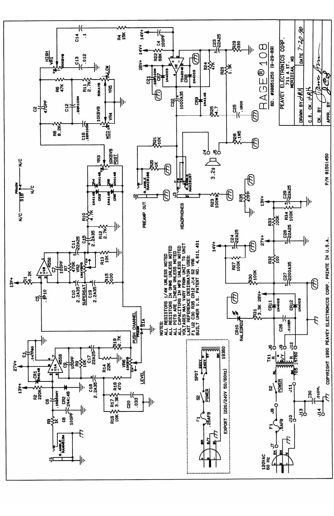 Peavey Rage 108 Schematic