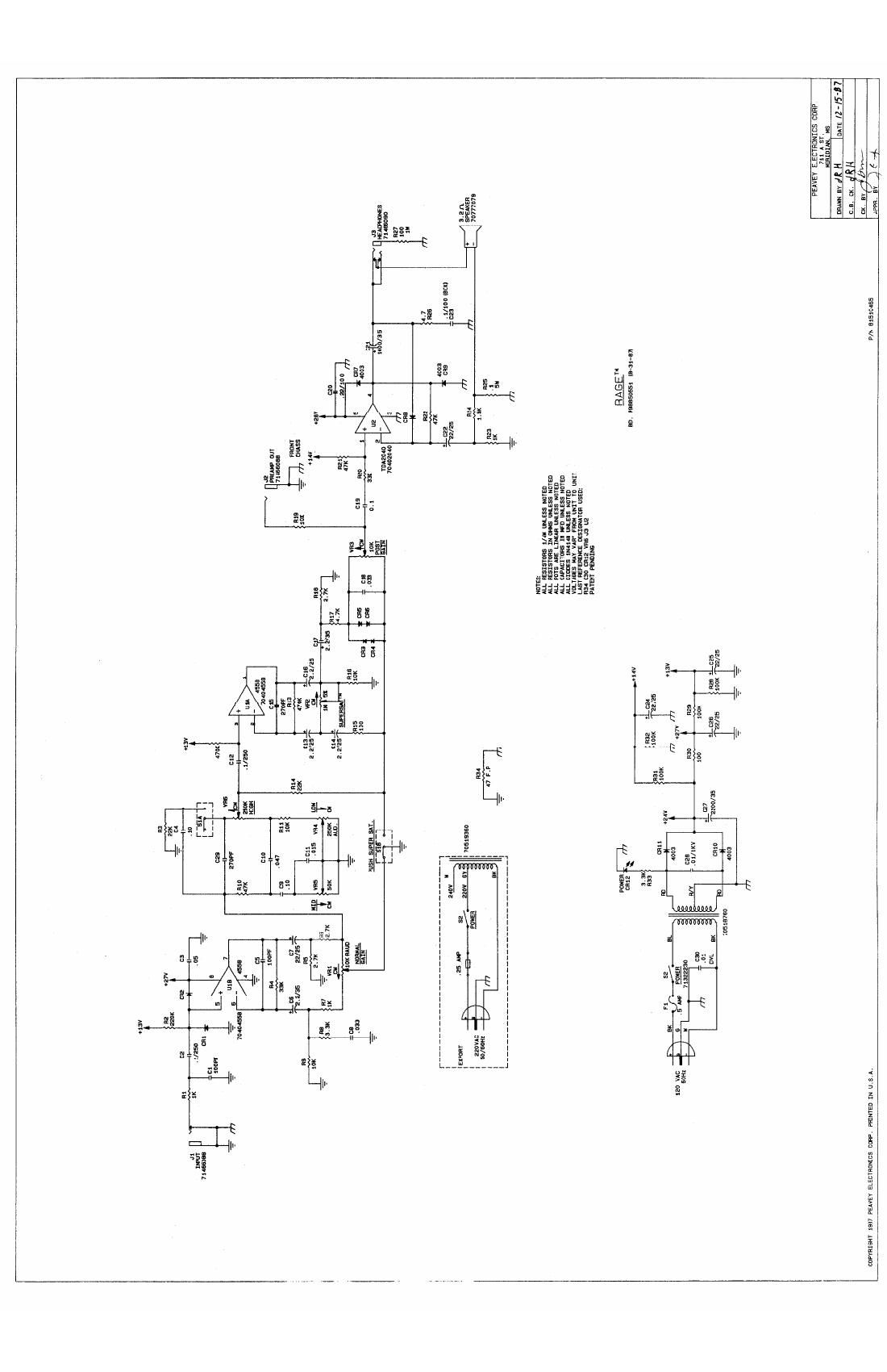 Peavey Rage 12 87 Schematic