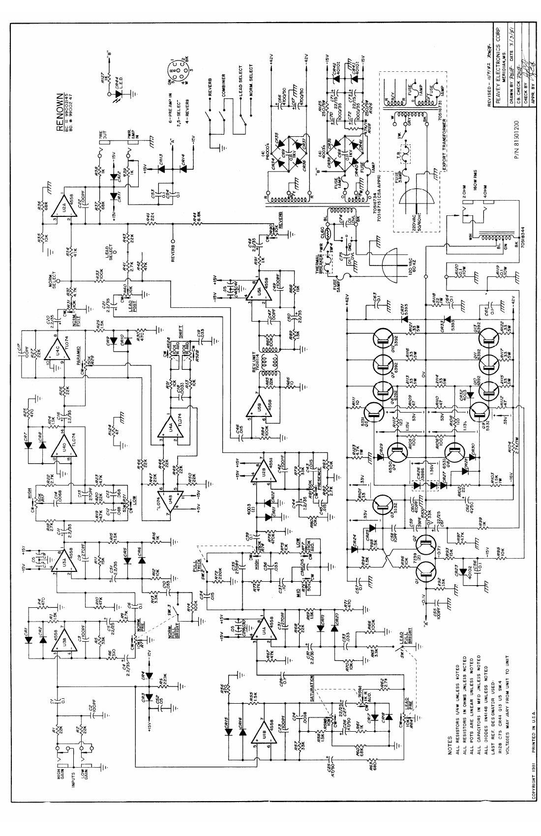 Peavey Renown 3 81 Schematic