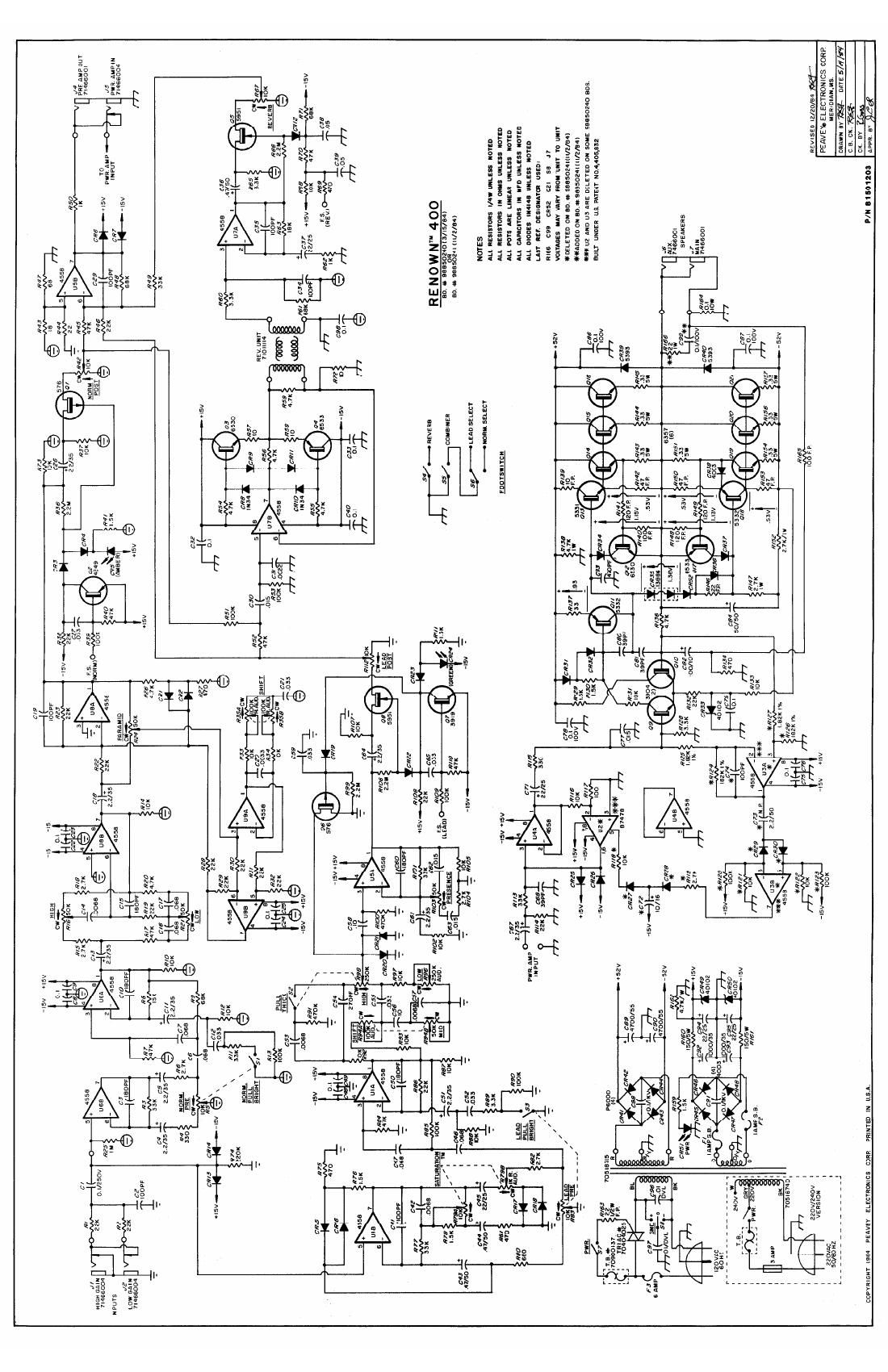 Peavey Renown 400 5 84 Schematic