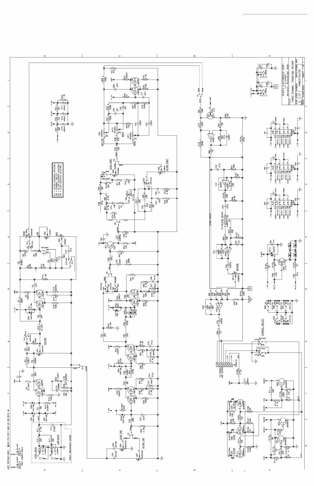 Peavey Revolution 112 Special 212 Transtube 3 03 Schematics
