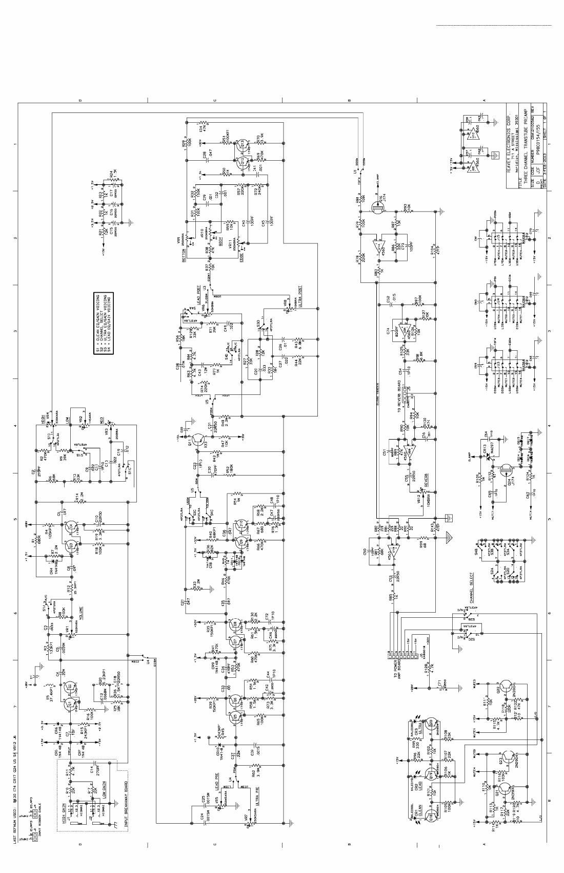 Peavey Revolution 112 Special 212 Transtube 3 03 Schematics