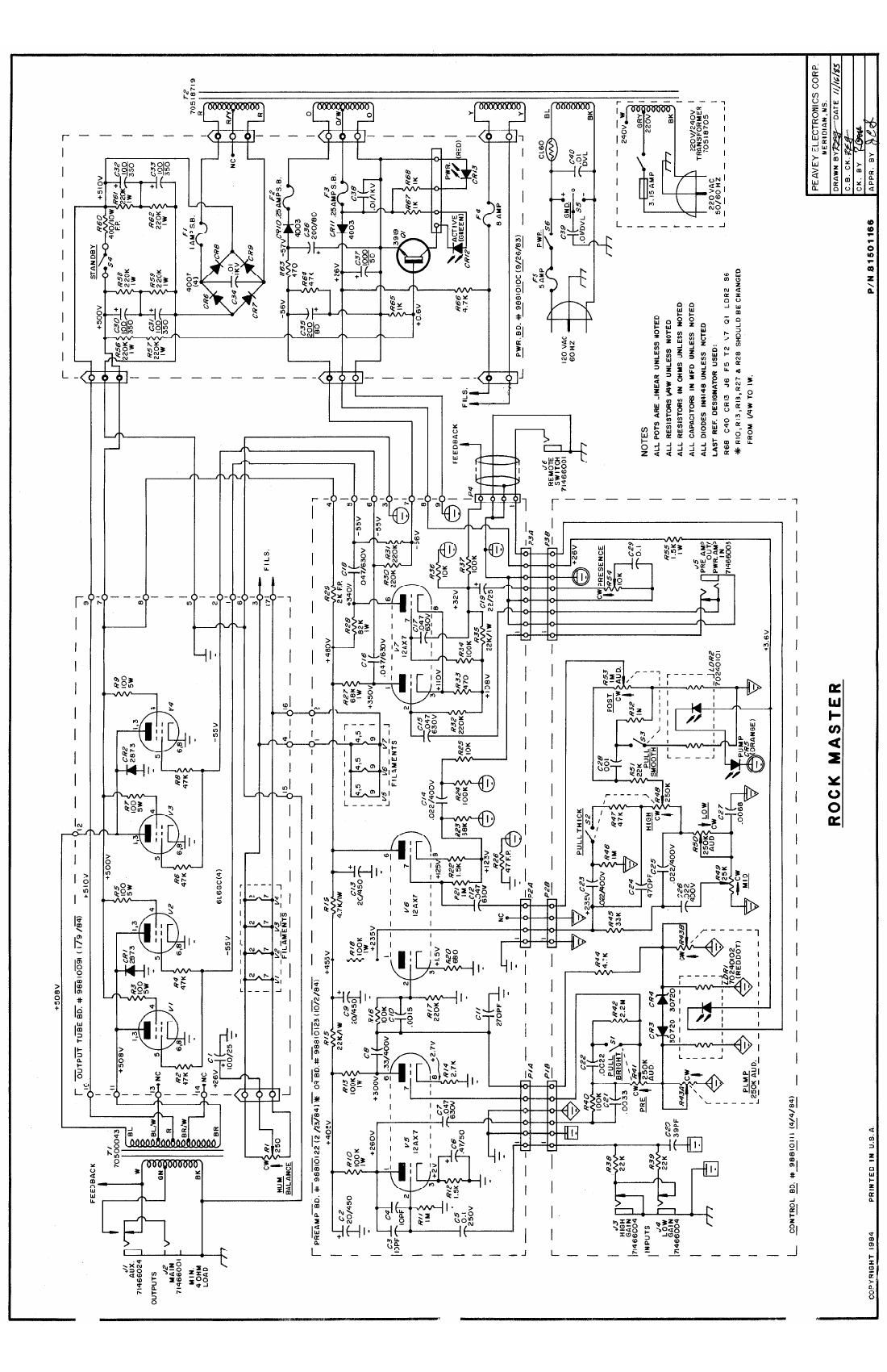 Peavey RockMaster 11 85 Schematic