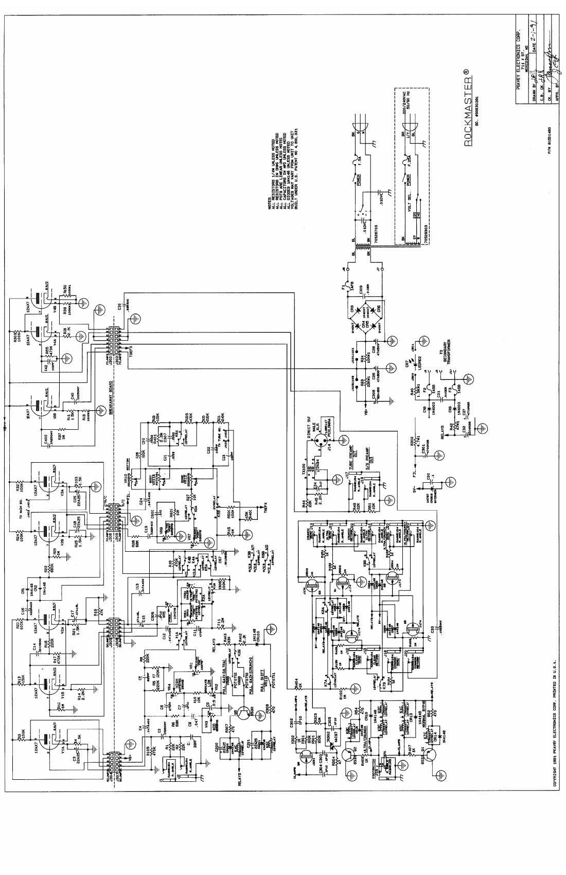 Peavey RockMaster Preamp 2 91 Schematic