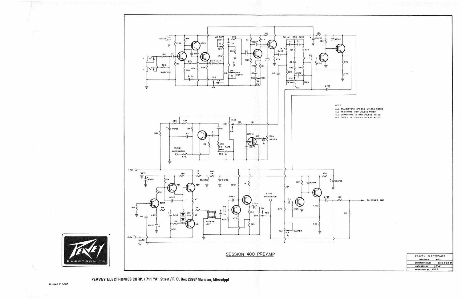 Peavey Session 400 10 74 Schematics