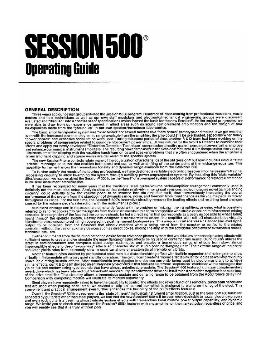 Peavey Session 500 Operating Manual