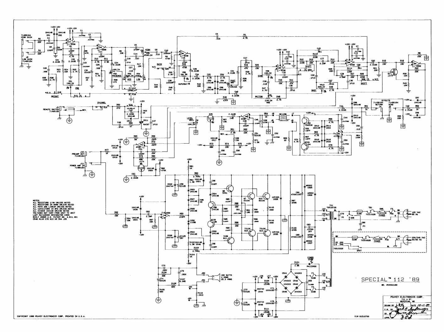 Peavey Special 112 Schematic