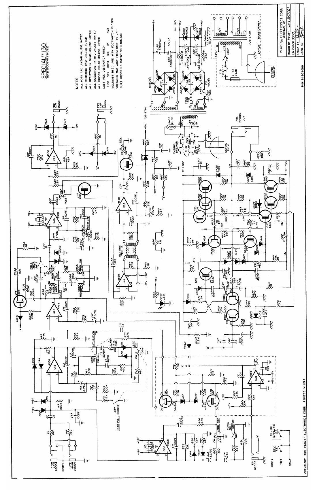 Peavey Special 130 Schematic