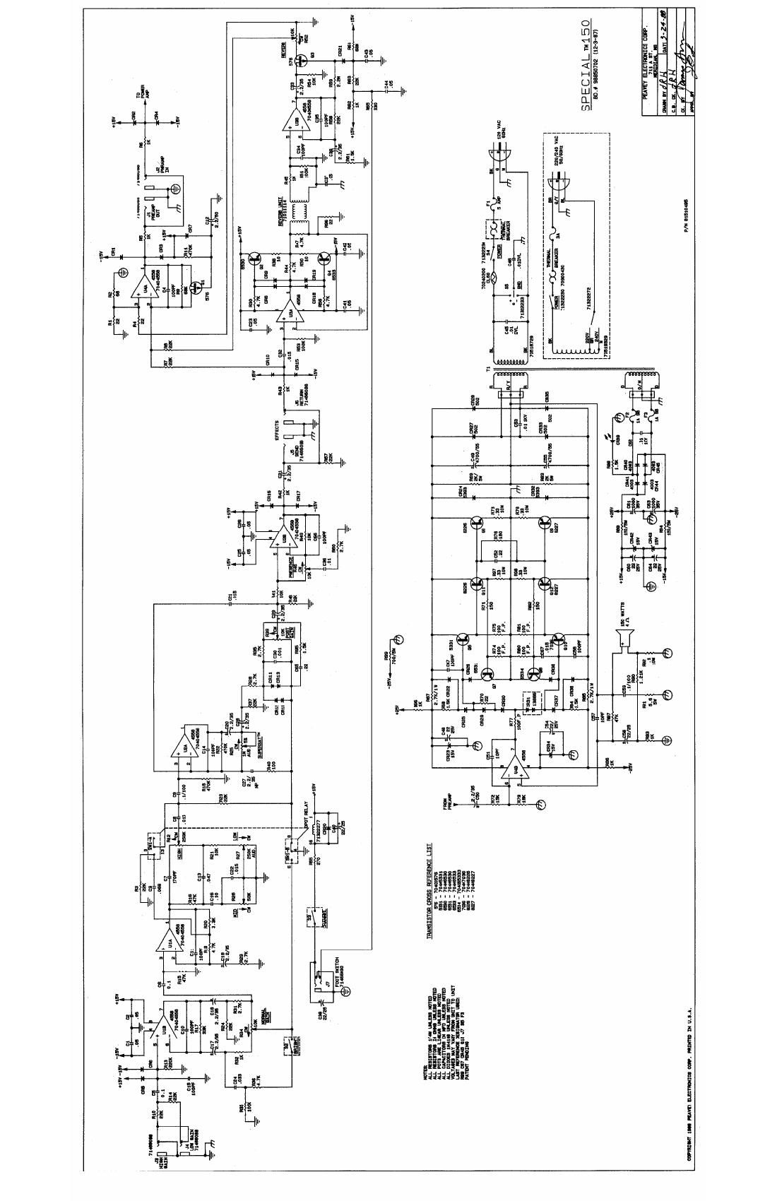 Peavey Special 150 Schematic