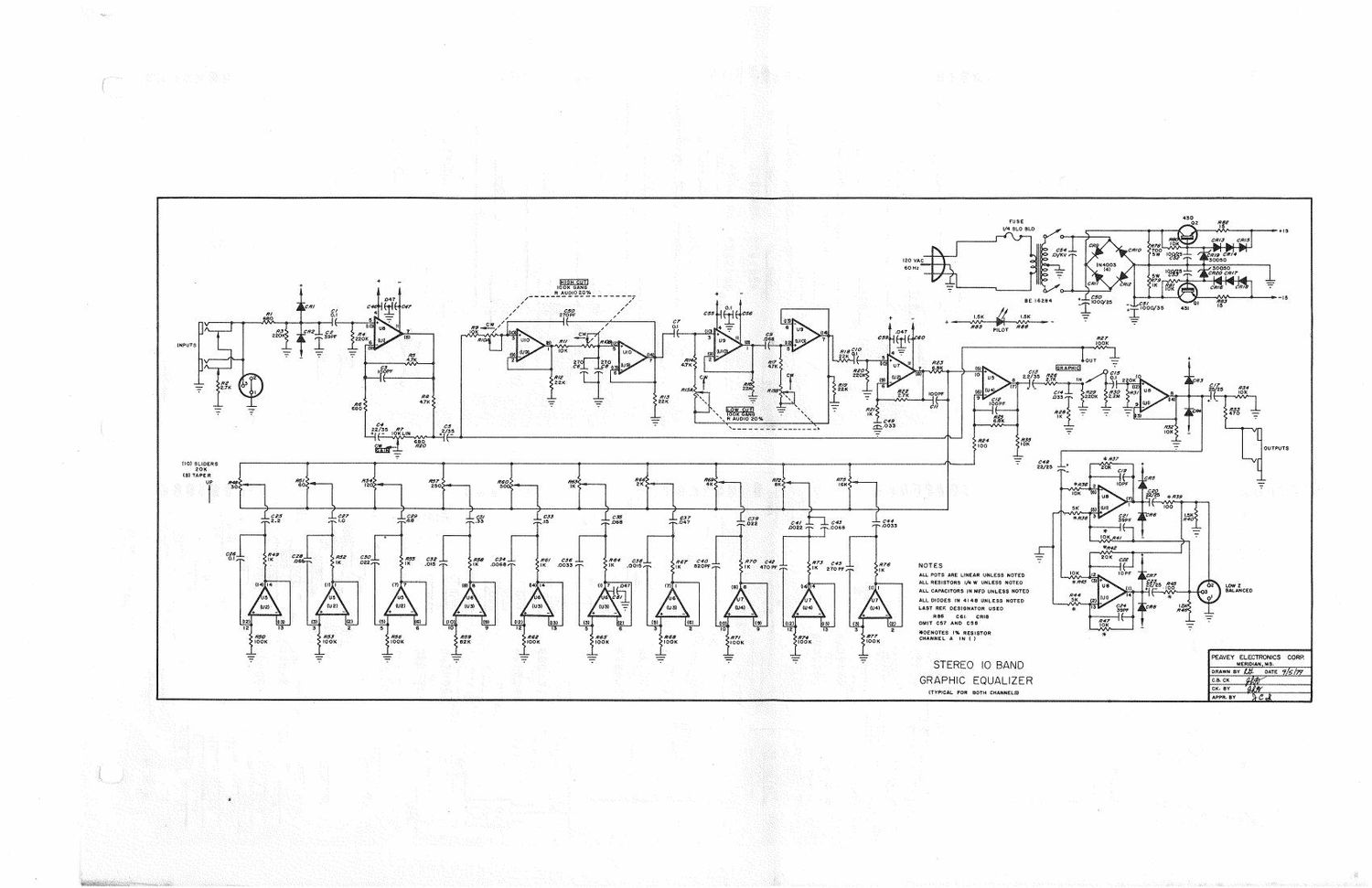 Peavey Stereo 10 Band Graphic EQ Schematic