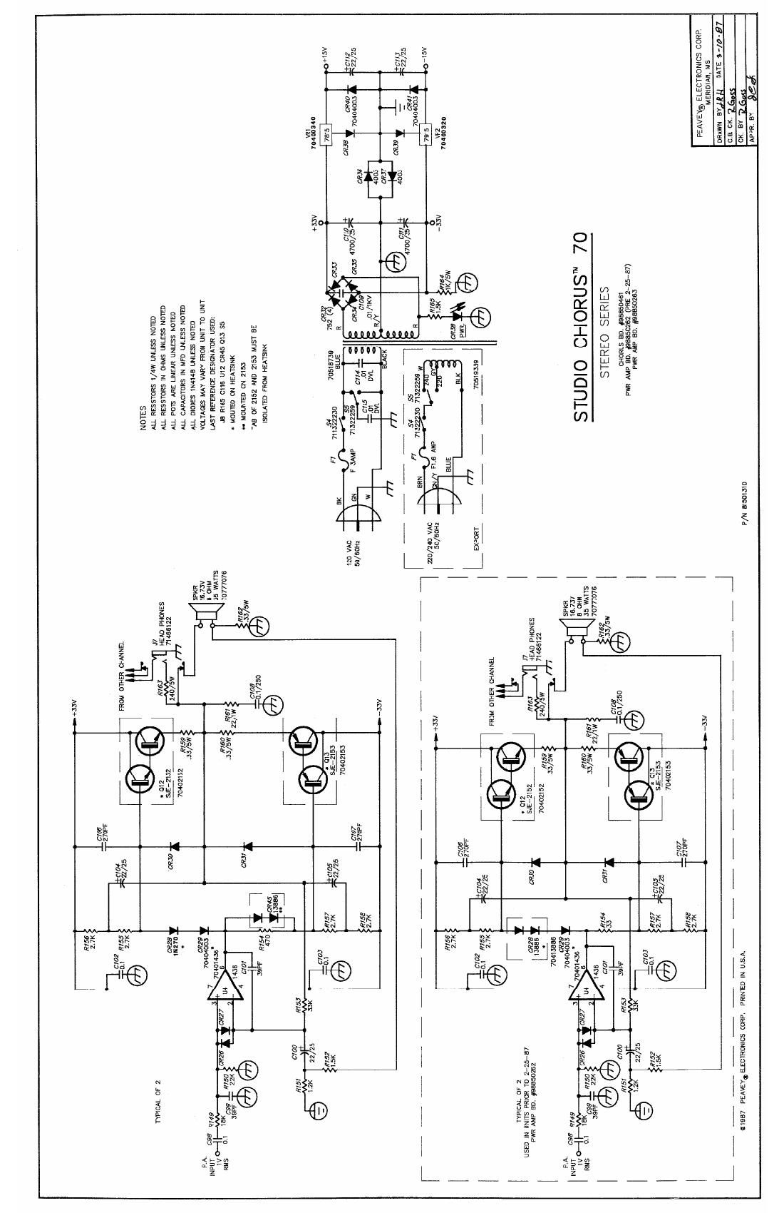 Peavey Studio Chorus 70 Schematics