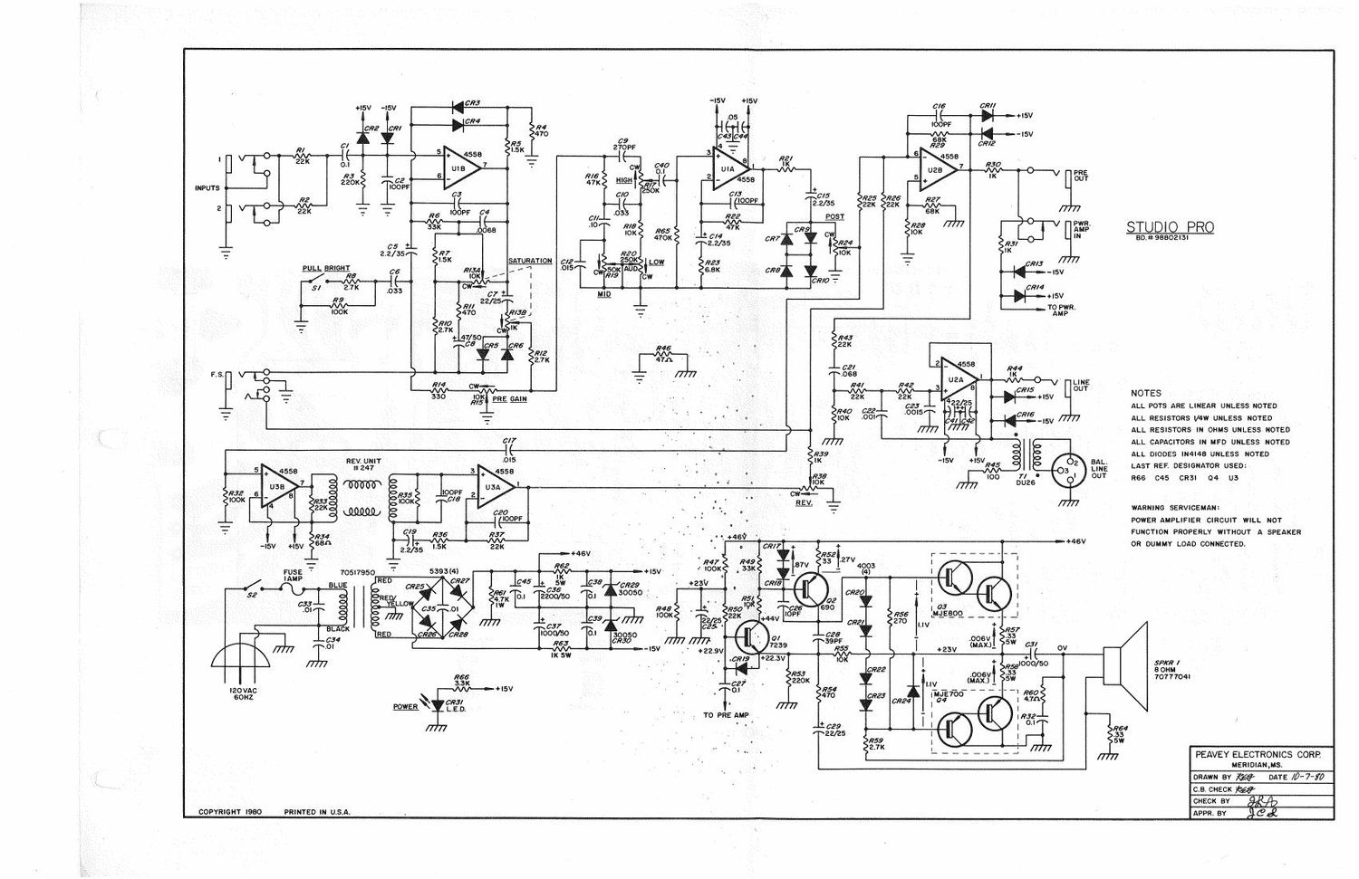 Peavey Studio Pro Schematic