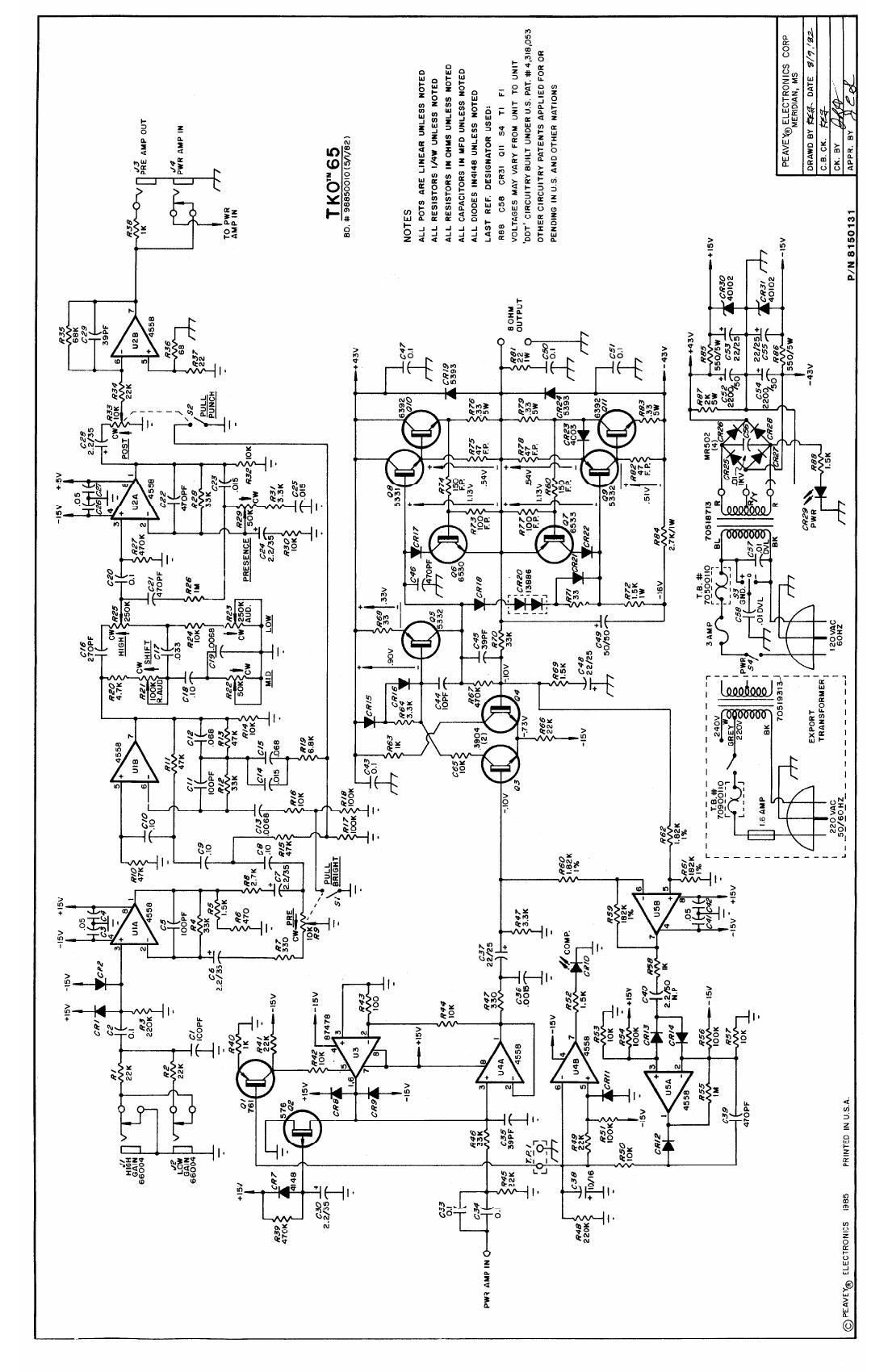 Peavey TKO 65 Schematic