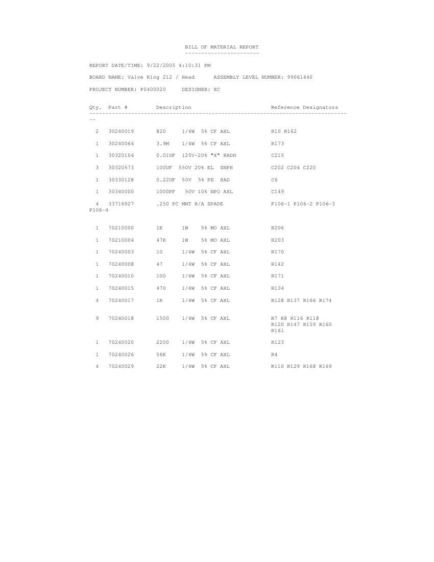 Peavey Valve King 100 212 Head Service Manual