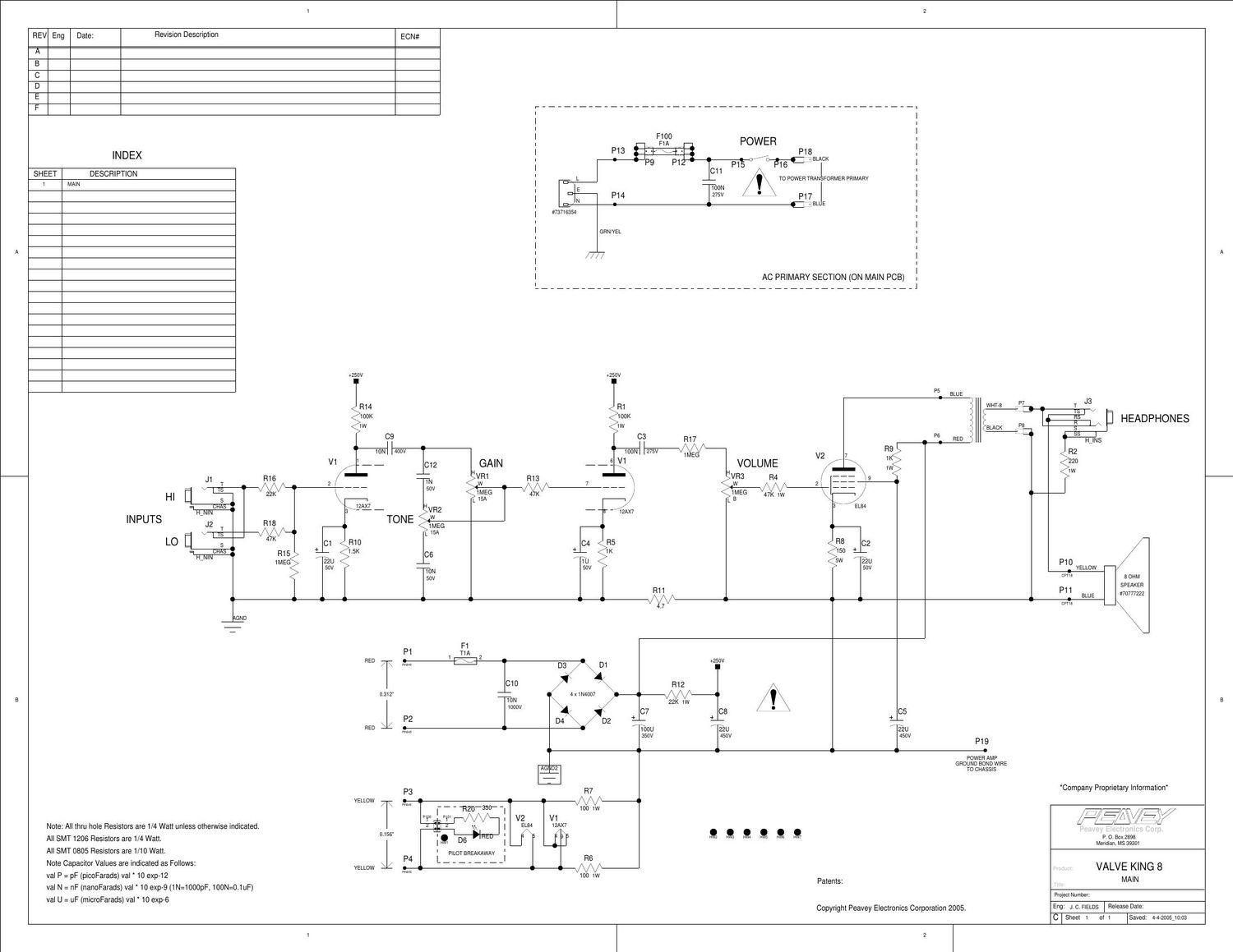 Peavey Valve King 8 Schematic