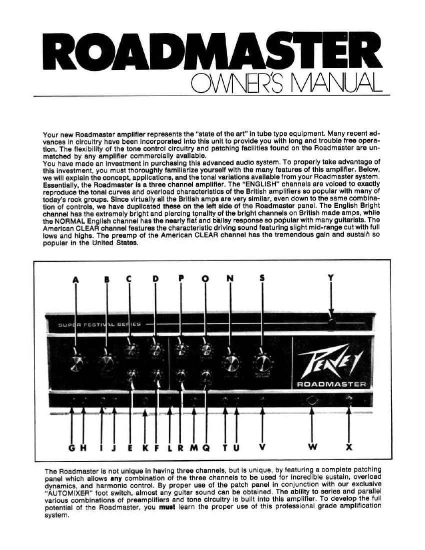 Peavey roadmaster SS Manual Schematics