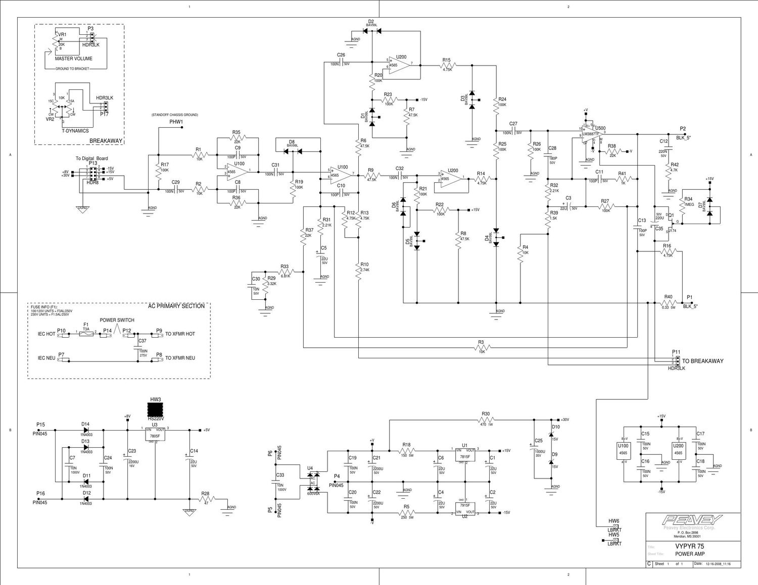 Peavey Vypyr 75 Power Amp Schematic