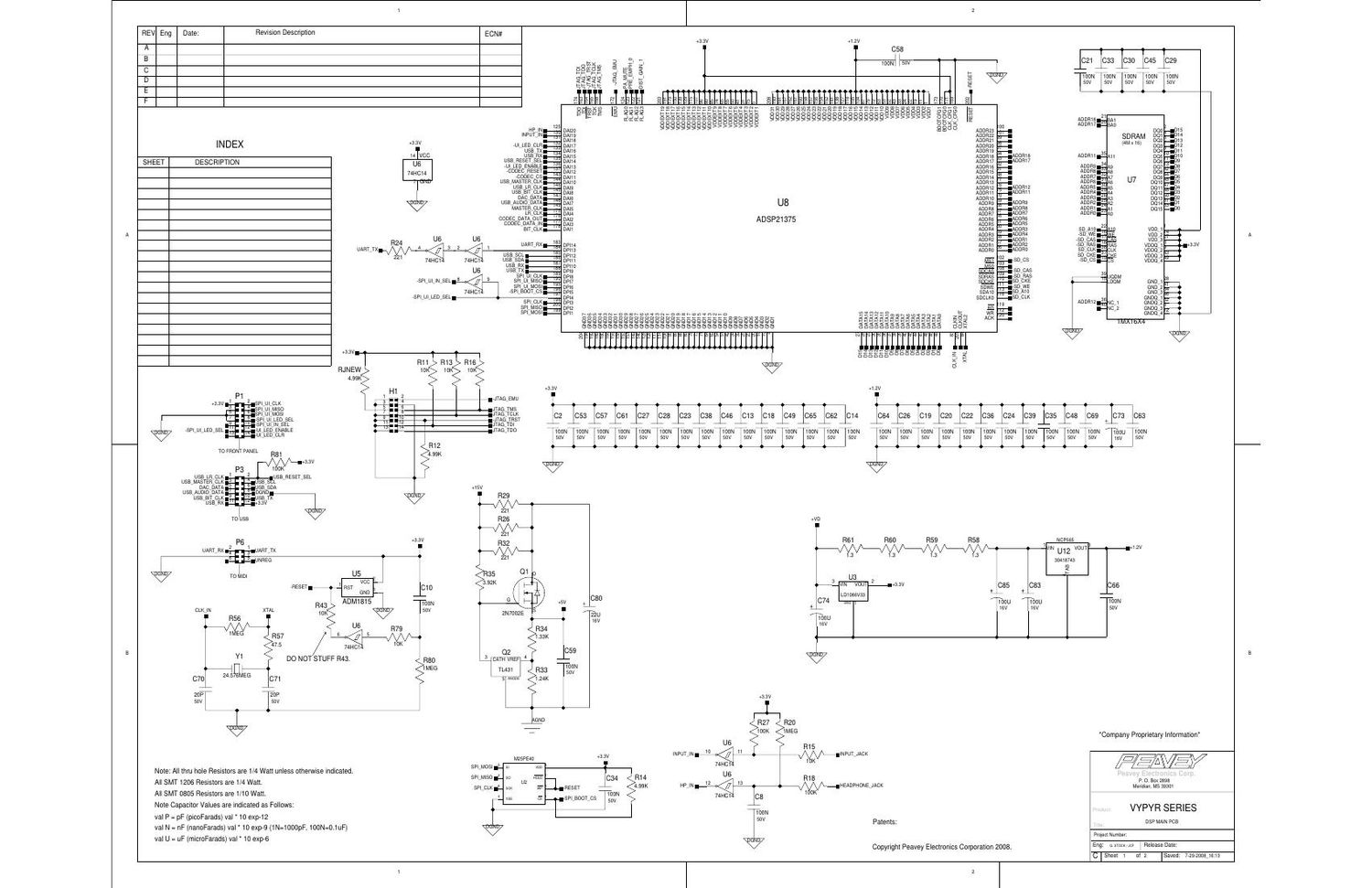 Peavey Vypyr Main Digi Board DSP Schematics