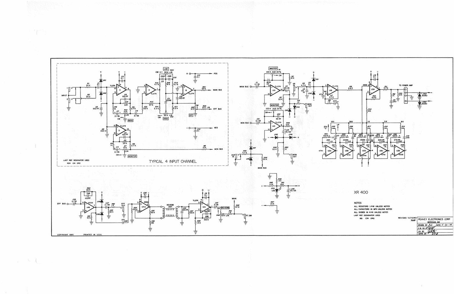 Peavey XR 400 Preamp Schematic