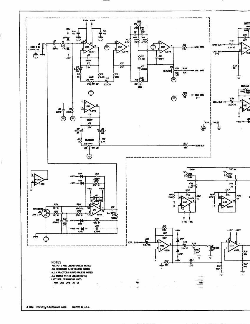 Peavey XR 500C Preamp Schematics